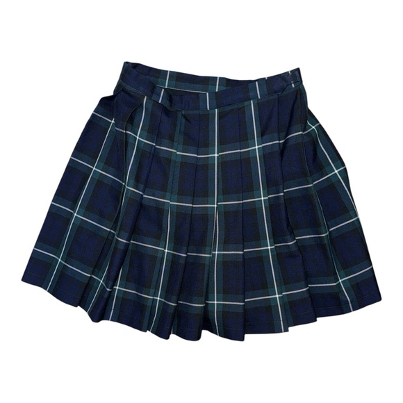 Source Unknown Blue and Green Pleated Mini Skater Skirt - Picture 3 of 6